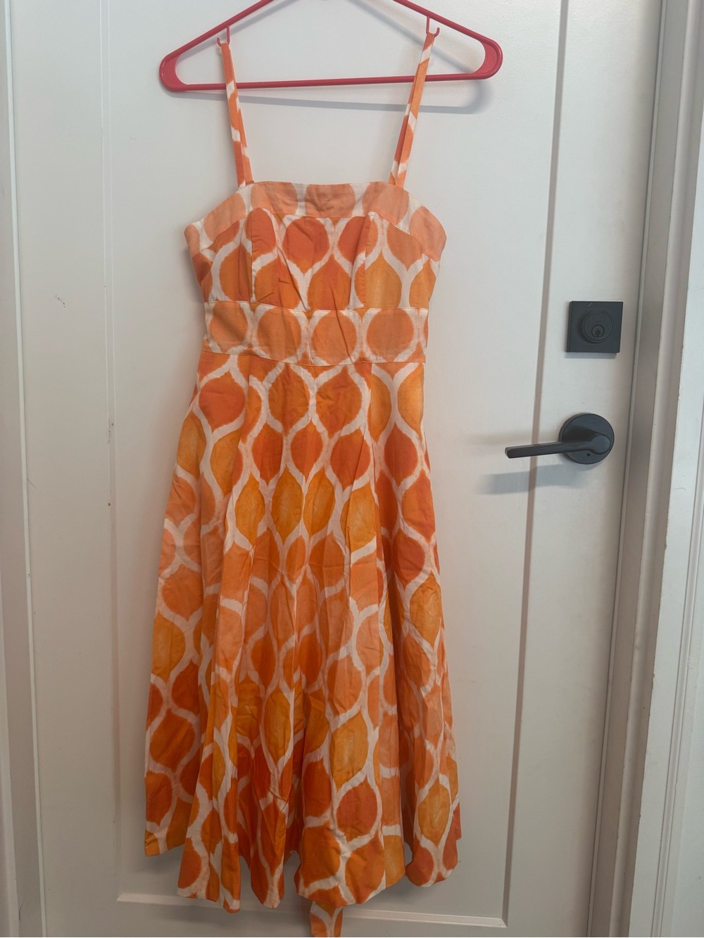 Maeve Orange and White Midi Dress